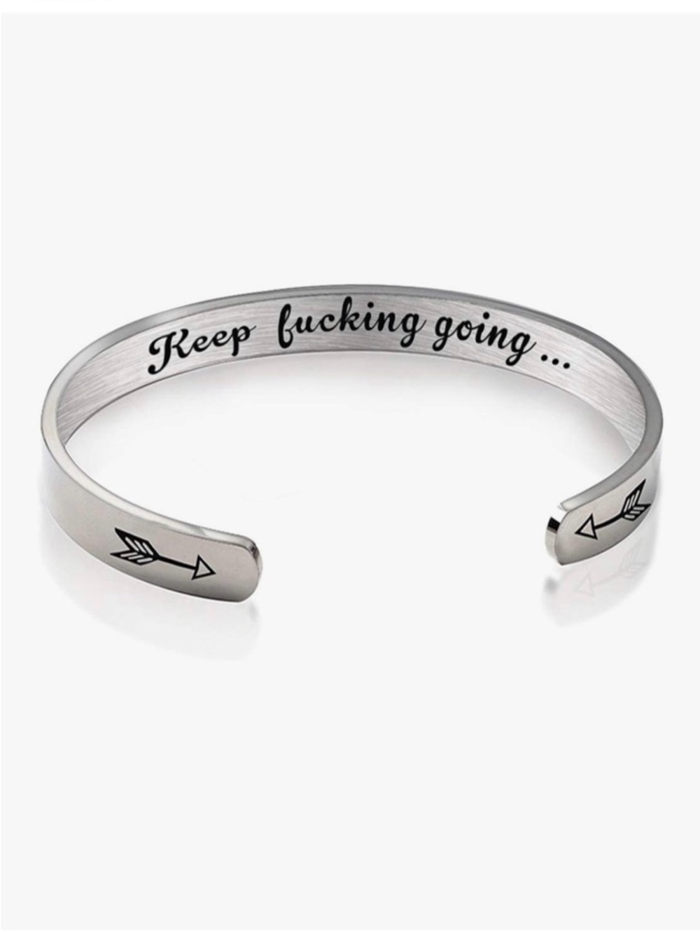 6mm Stainless Steel Inspirational Encouragement Graduation Open Cuff Bracelet